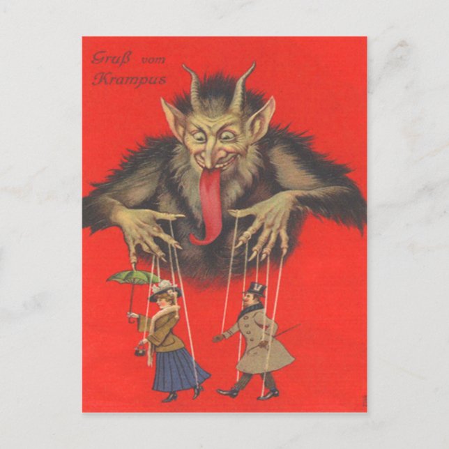 Carte Postale Adultes marionnettistes Krampus (Devant)