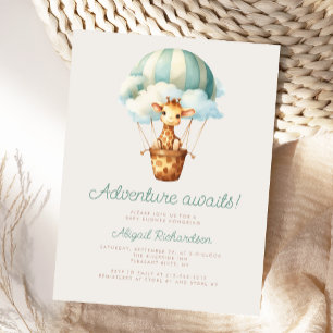 Carte Postale Adventure Attend le Baby shower de ballon Giraffe