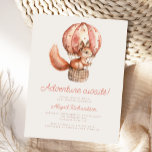 Carte Postale Adventure Attend le Baby shower de ballons d'écure<br><div class="desc">Cette jolie carte postale d'invitation au baby shower présente un écureuil d'aquarelle douce dans une montgolfière rayée, au-dessus des mots "L'aventure vous attend !" en écriture rouge brique. Personnalisez le texte avec le nom de la maman-to-be dans le script et les détails dans la police sans serif sur un arrière...</div>