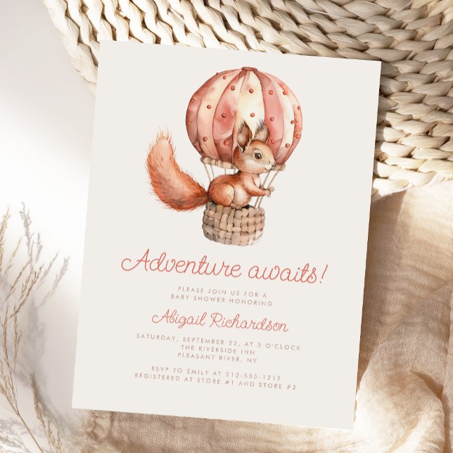 Carte Postale Adventure Attend le Baby shower de ballons d'écure (Créateur téléchargé)