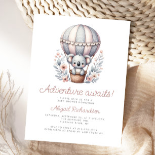 Carte Postale Adventure Await Koala Bear Baby shower de ballon