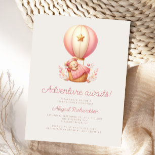 Carte Postale Adventure Await Teddy Bear Girl Baby shower