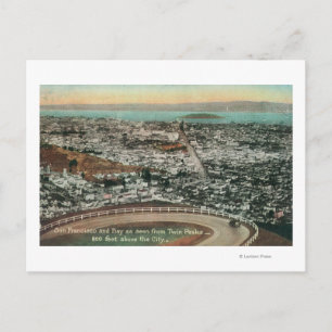 Carte Postale Aérien de la ville depuis les Twin Peaks