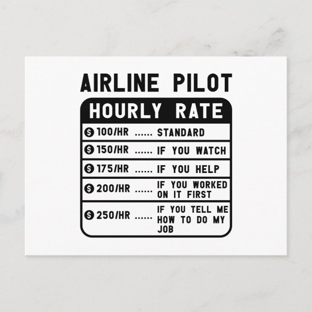 Carte Postale Aéronautique à tarif horaire amusant (Devant)