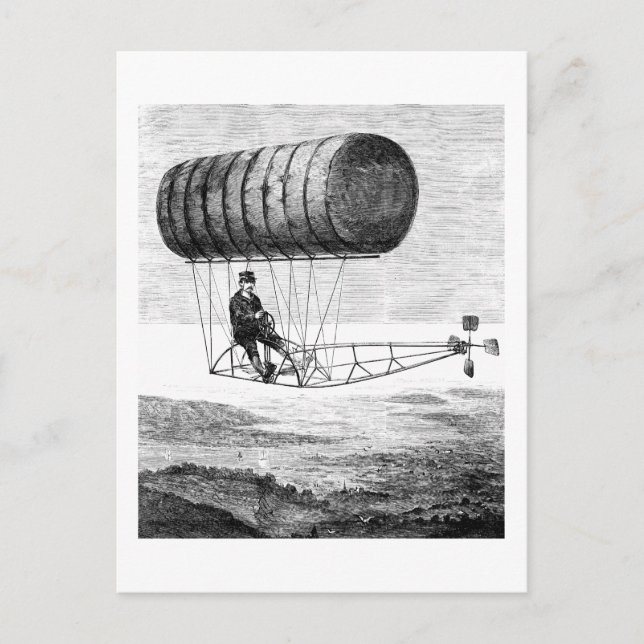 Carte Postale Aéronef vintage / Blimpe à ballon Dirigible (Devant)