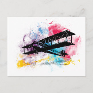 Carte Postale Aéronefs vintages aux nuages colorés