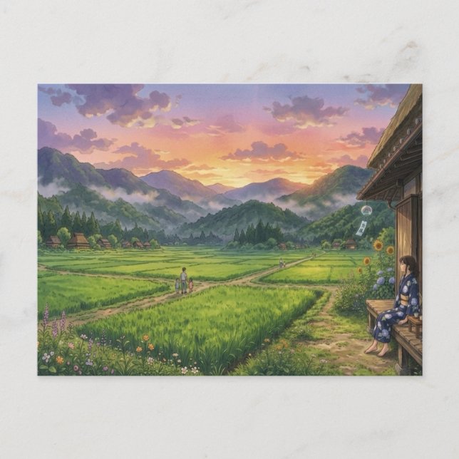 Carte Postale Aesthetic Japanese Summer Sunset Postcard (Devant)