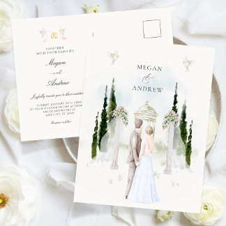 Carte Postale Aesthetic wedding arch couple watercolor