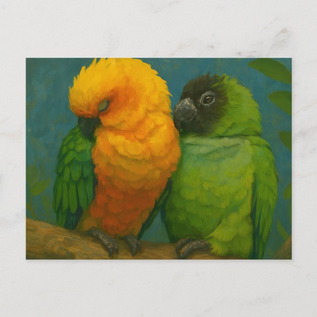 Carte Postale Affection tropicale - Perroquets dans la lumière f (Devant)