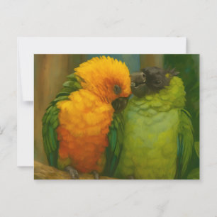 Carte Postale Affection tropicale - Perroquets dans la lumière f