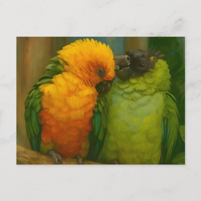 Carte Postale Affection tropicale - Perroquets dans la lumière f (Devant)