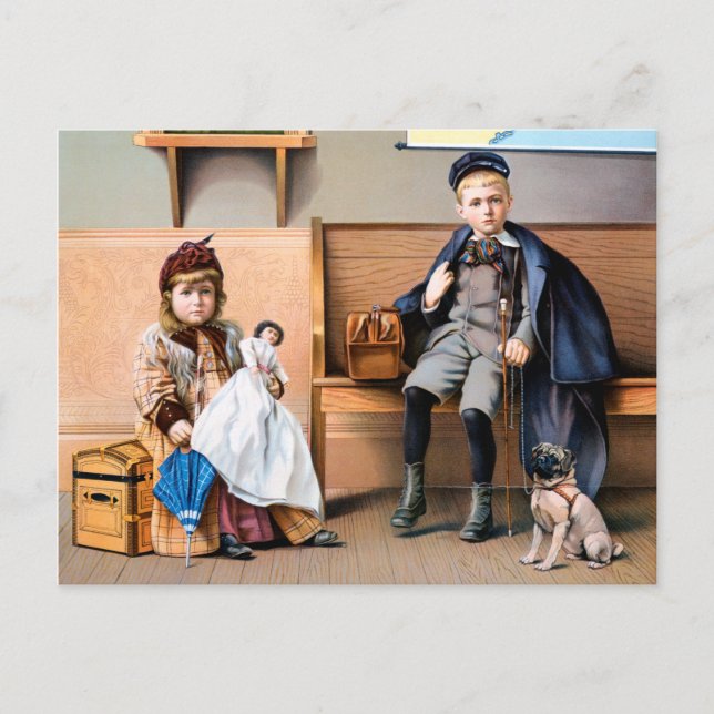 CARTE POSTALE AFFICHAGE SUR LA ROUTE FERROVIAIRE, 1898 (Devant)