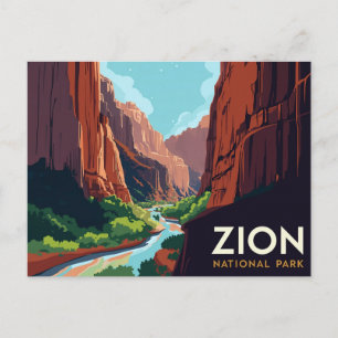 Carte Postale Affiche ancienne du canyon étroit de Zion