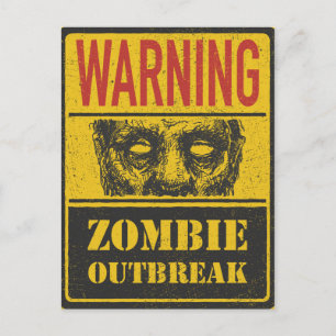 Carte Postale Affiche Apocalypse Zombie. Panneau avec zombie