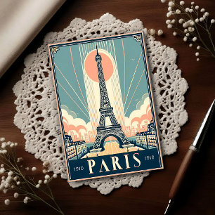 Carte Postale Affiche Art Déco Vintage 1910 Paris Tour Eiffel