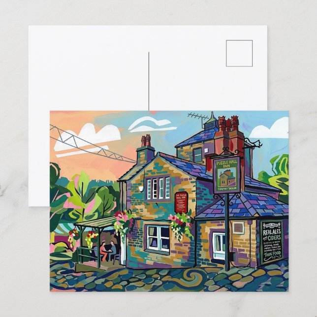 Carte Postale Affiche artistique du Puzzle Hall Inn, Sowerby Bri (Devant / Derrière)