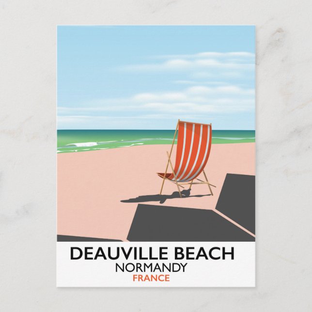 Carte Postale Affiche balnéaire de Deauville Beach france. (Devant)