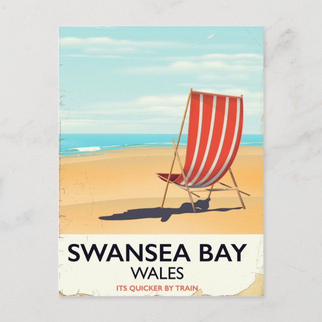 Carte Postale Affiche balnéaire de Swansea Bay Wales (Devant)