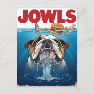 Carte Postale Affiche Cadeau Joues de Bulldog Anglais Sharky