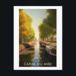 Carte Postale Affiche Canal du midi - France - illustration<br><div class="desc">Le canal du Midi est un canal de navigation français à bief de partage qui relie Toulouse à la mer Méditerranée depuis le xviiᵉ siècle.</div>
