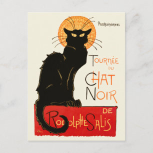Carte Postale Affiche Classique Chat Noir de Steinlen en Noir