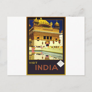 Carte Postale Affiche d'art de voyage vintage en Inde