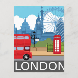 Carte Postale affiche d'art londonien rétro