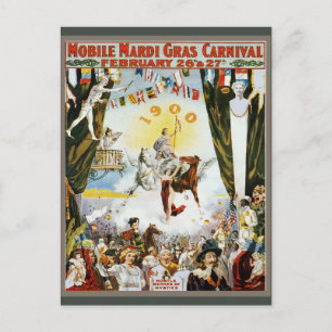 Carte Postale Affiche d'art vintage de 1900 du carnaval Mardi Gr