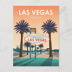 Carte Postale Affiche de bienvenue Las Vegas à Sunset Vintage vo
