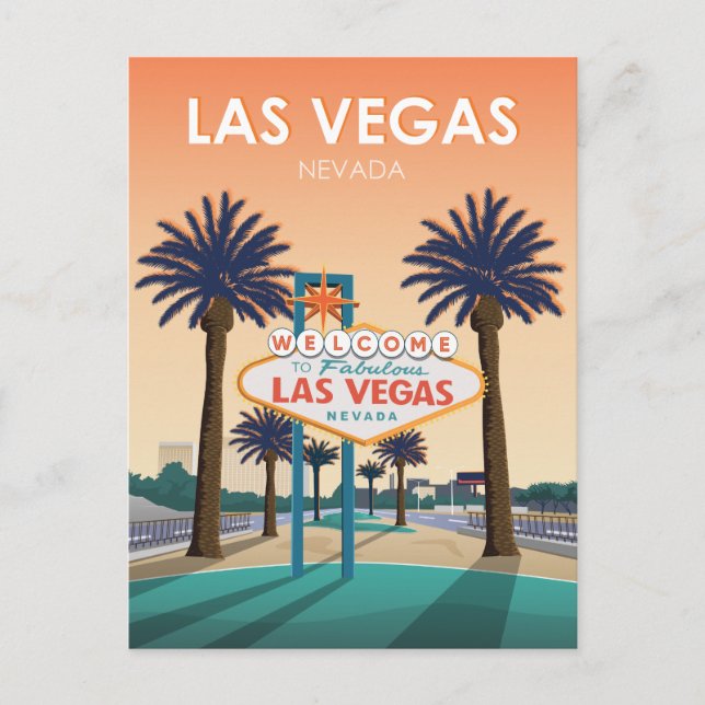 Carte Postale Affiche de bienvenue Las Vegas à Sunset Vintage vo (Devant)