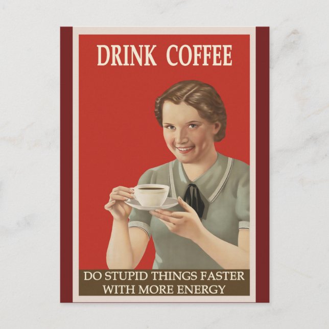 Carte Postale Affiche de café vintage humoristique drôle (Devant)