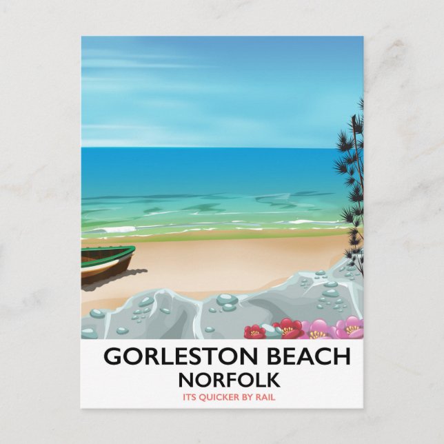 Carte Postale Affiche de chemin de fer de la plage de Gorleston  (Devant)