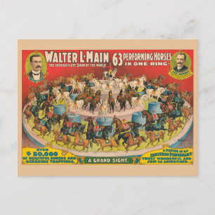 Carte Postale Affiche De Cirque De 63 Chevaux En Une Seule Cercl