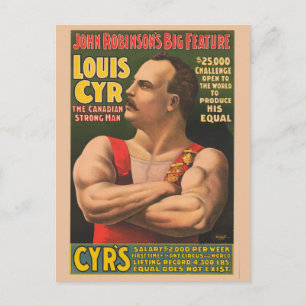 Carte Postale Affiche De Cirque Montrant Louis Cyr Aux Armoiries