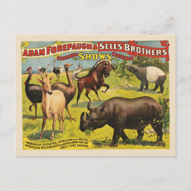 Carte Postale Affiche de cirque pour Adam Forepaugh & Sells Brot (Devant)