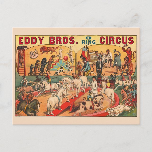 Carte Postale Affiche de cirque Vintage Eddy Brothers (Devant)