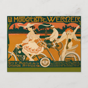 Carte Postale Affiche de course de moto Art Nouveau vintage
