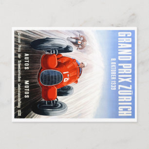 Carte Postale Affiche de course du Grand Prix de Zurich 1939