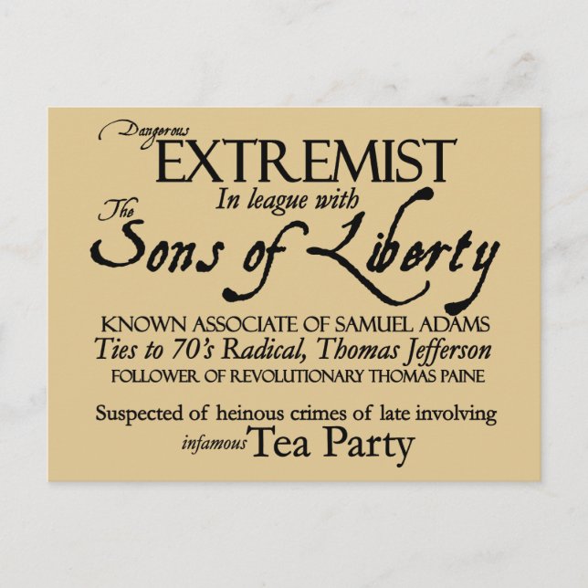 Carte Postale Affiche de dangereux extrémiste : style du 18e siè (Devant)