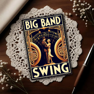 Carte Postale Affiche de danse swing Big Band vintage
