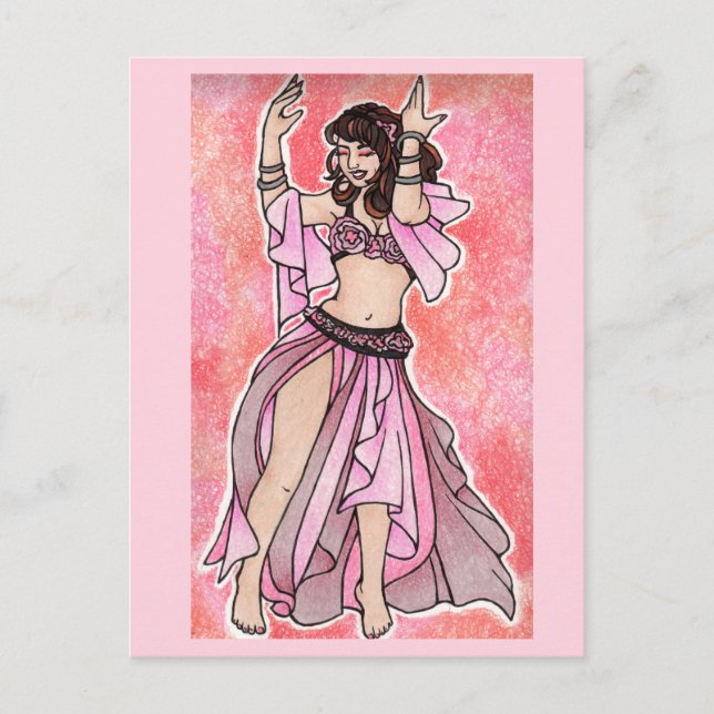 Carte Postale Affiche de danseuse du ventre rose Habibi (Devant)