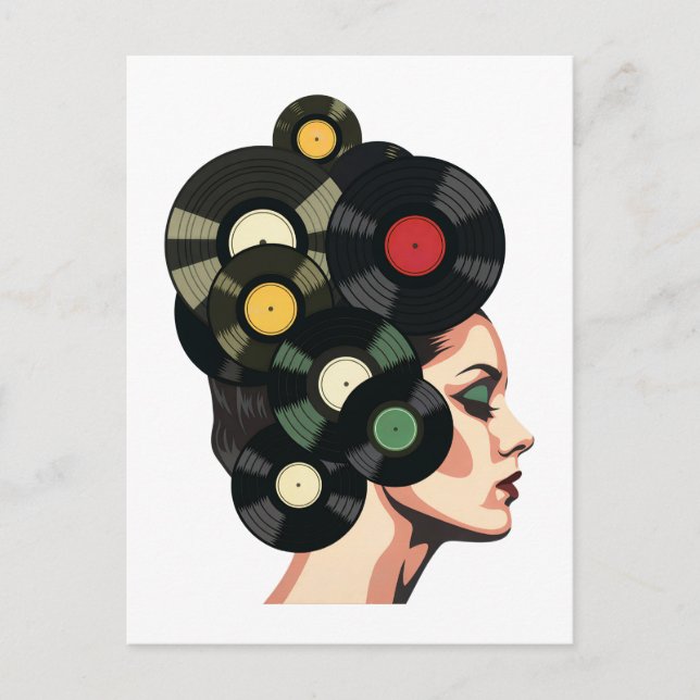 Carte Postale Affiche de disque vinyle rétro stylisée (Devant)