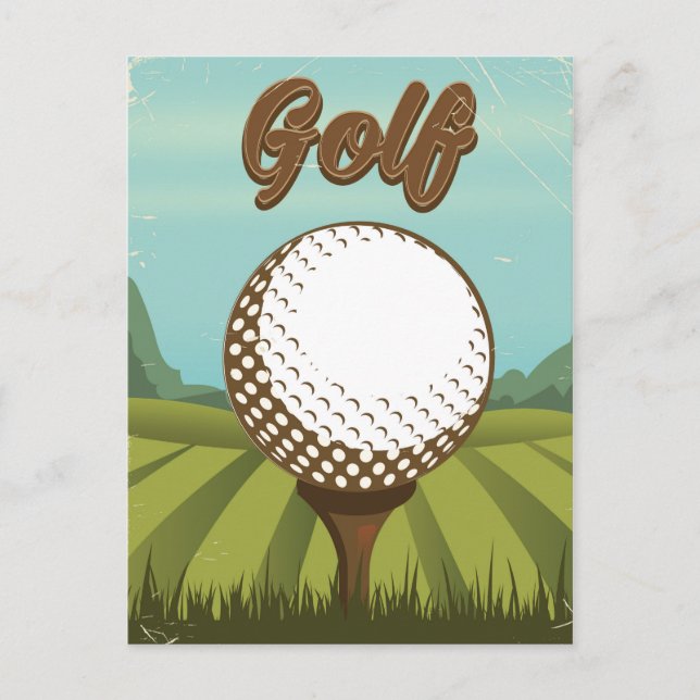 Carte Postale Affiche de golf de style vintage (Devant)
