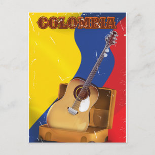 Carte Postale Affiche de guitare de vacances vintage Colombie