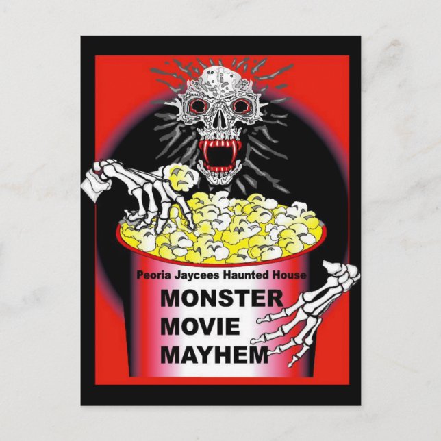 Carte Postale Affiche de Halloween Squelette mangeant du pop-cor (Devant)
