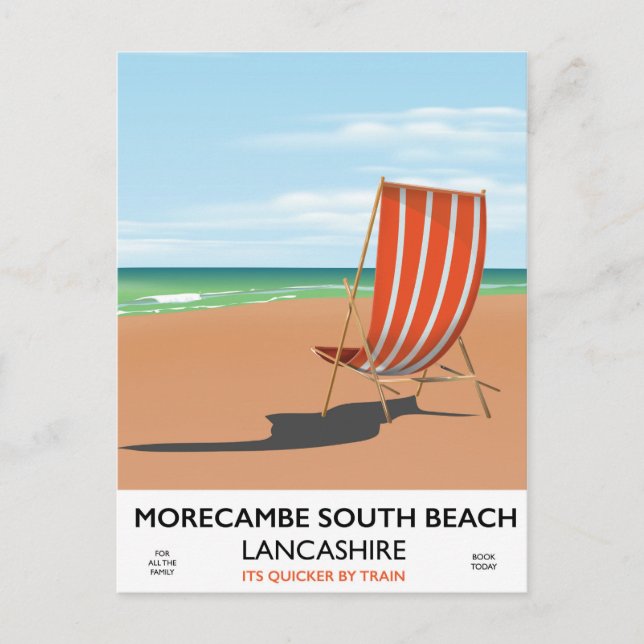 Carte Postale Affiche de la côte de Morecambe South Beach Lancas (Devant)