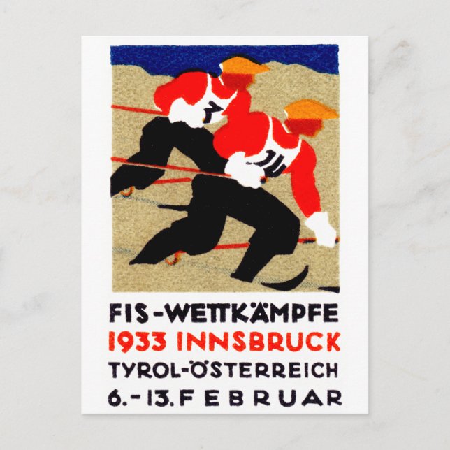 Carte Postale Affiche de la course de ski autrichienne 1933 (Devant)