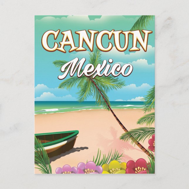 Carte Postale Affiche de la plage de Cancun au Mexique (Devant)