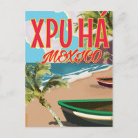 Affiche de la plage de Xpu Há au Mexique