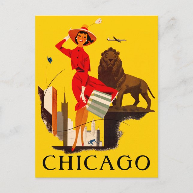 Carte Postale Affiche de la ville de Chicago Windy City (Devant)